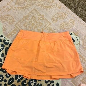 orange lululemon tennis skirt